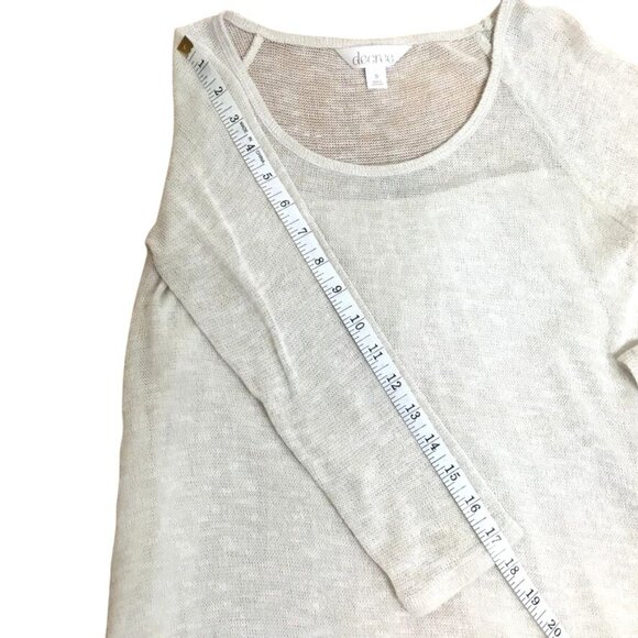 Decree Womens Beige Lightweight Knit Sheer Sweater Pleated Flowly Back Panel - Picture 5 of 9